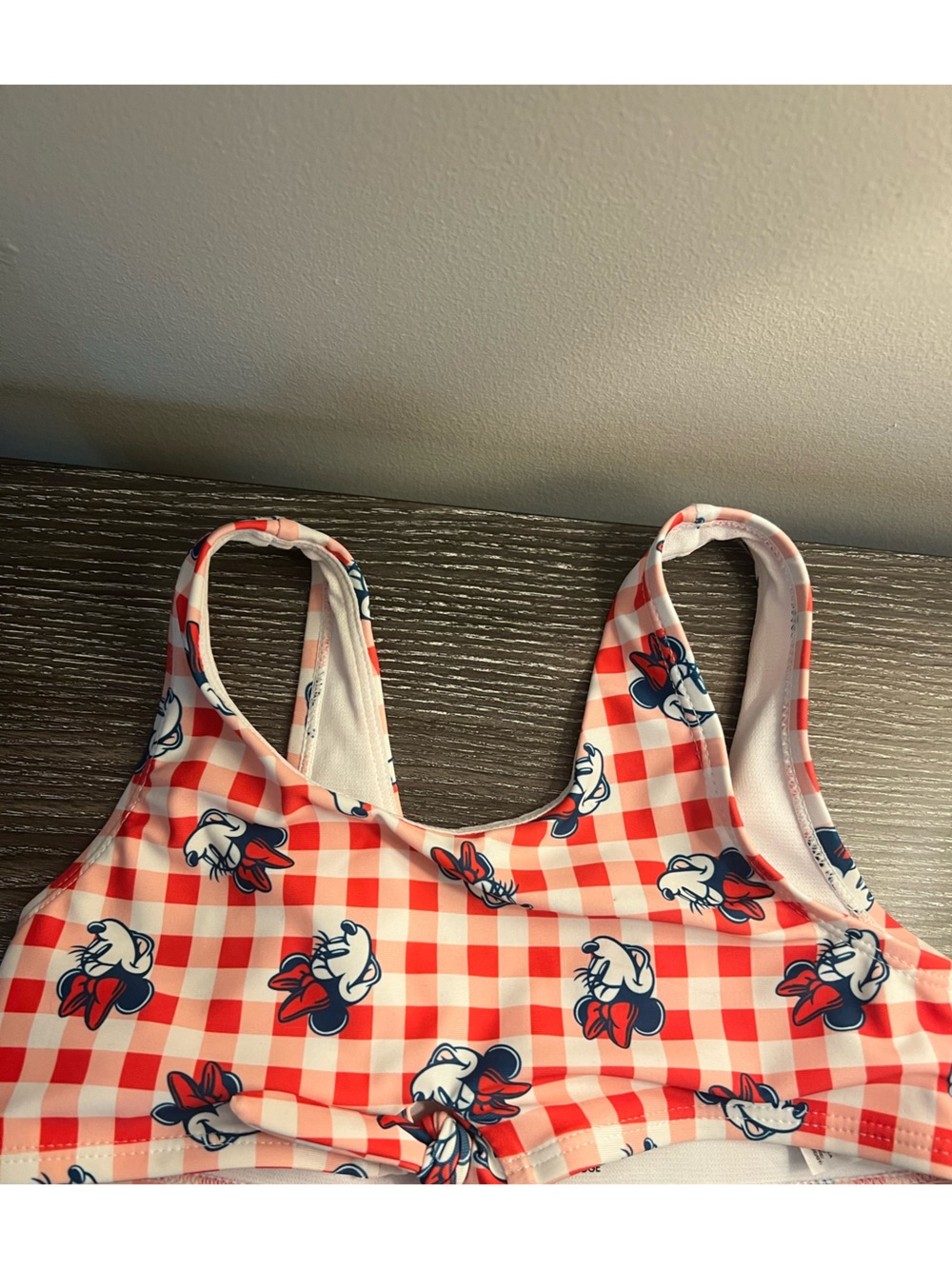 Disney White Minnie Mouse Swim Top with Red Trim